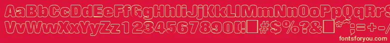 RollingoutlineRegular Font – Yellow Fonts on Red Background