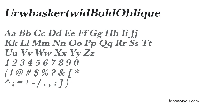 Schriftart UrwbaskertwidBoldOblique – Alphabet, Zahlen, spezielle Symbole