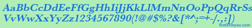Шрифт UrwbaskertwidBoldOblique – синие шрифты на зелёном фоне