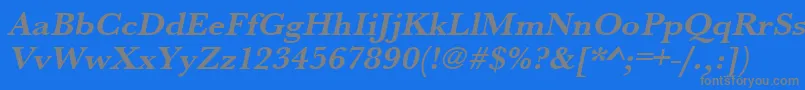 フォントUrwbaskertwidBoldOblique – 青い背景に灰色の文字