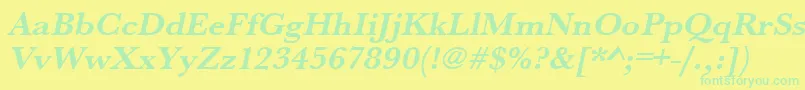 Police UrwbaskertwidBoldOblique – polices vertes sur fond jaune