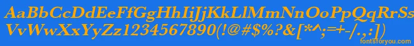 フォントUrwbaskertwidBoldOblique – オレンジ色の文字が青い背景にあります。