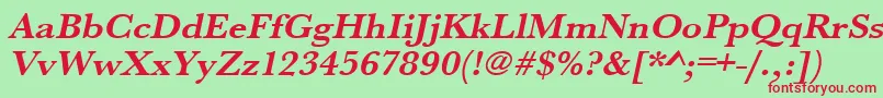UrwbaskertwidBoldOblique Font – Red Fonts on Green Background