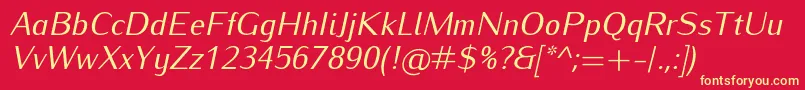 IwonaItalic Font – Yellow Fonts on Red Background