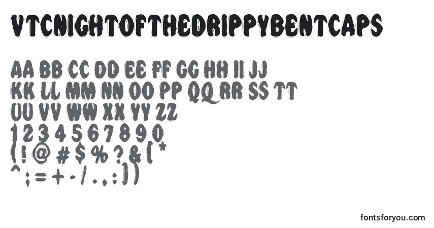 A fonte Vtcnightofthedrippybentcaps – alfabeto, números, caracteres especiais