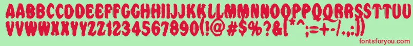 Vtcnightofthedrippybentcaps Font – Red Fonts on Green Background