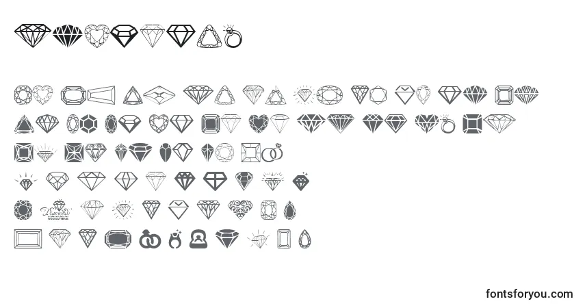 Schriftart Diamonds – Alphabet, Zahlen, spezielle Symbole