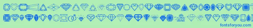 Diamonds Font – Blue Fonts on Green Background