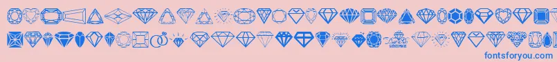 Fonte Diamonds – fontes azuis em um fundo rosa