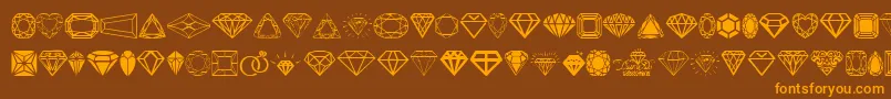 フォントDiamonds – オレンジ色の文字が茶色の背景にあります。