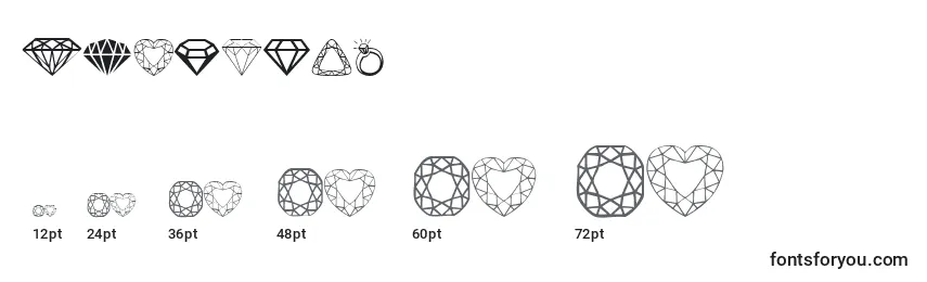 Größen der Schriftart Diamonds