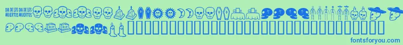 DiaDeLosMuertosBv Font – Blue Fonts on Green Background