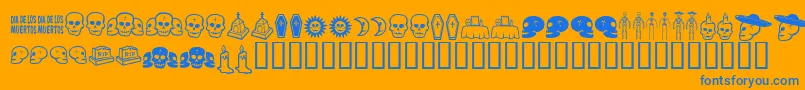 DiaDeLosMuertosBv-fontti – siniset fontit oranssilla taustalla