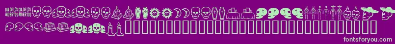 DiaDeLosMuertosBv-Schriftart – Grüne Schriften auf violettem Hintergrund