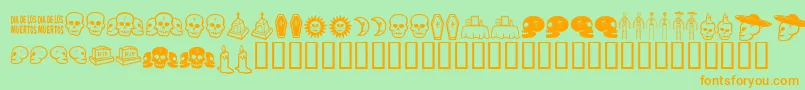 DiaDeLosMuertosBv-Schriftart – Orangefarbene Schriften auf grünem Hintergrund