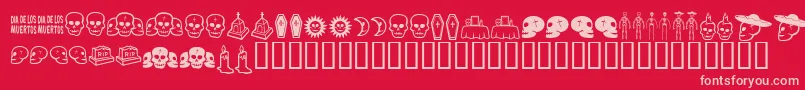 Подробнее о шрифте DiaDeLosMuertosBv Шрифт DiaDeLosMuertosBv – розовые шрифты на красном фоне