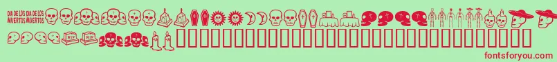 DiaDeLosMuertosBv Font – Red Fonts on Green Background