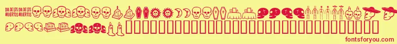 DiaDeLosMuertosBv Font – Red Fonts on Yellow Background