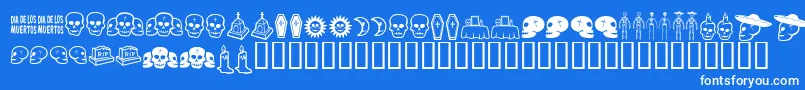 DiaDeLosMuertosBv-Schriftart – Weiße Schriften auf blauem Hintergrund