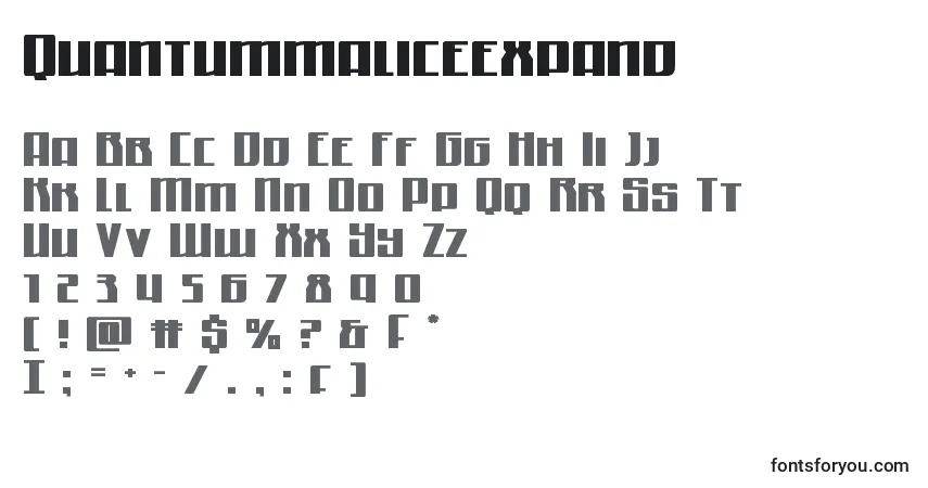 Шрифт Quantummaliceexpand – алфавит, цифры, специальные символы
