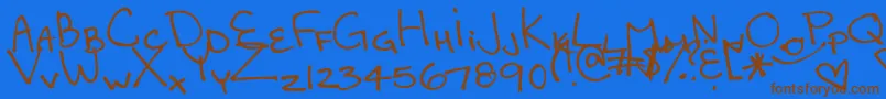 CapitolChase-Schriftart – Braune Schriften auf blauem Hintergrund