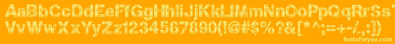 ScartanFloaben-Schriftart – Gelbe Schriften auf orangefarbenem Hintergrund