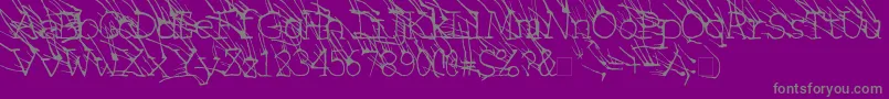 LinotypeGrassy-Schriftart – Graue Schriften auf violettem Hintergrund