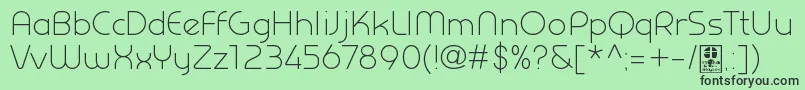 PrestijLightDemo-fontti – mustat fontit vihreällä taustalla