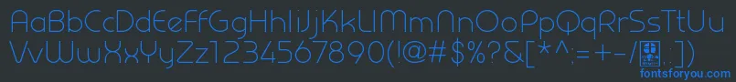 Шрифт PrestijLightDemo – синие шрифты на чёрном фоне
