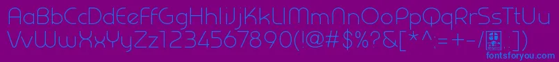 Шрифт PrestijLightDemo – синие шрифты на фиолетовом фоне