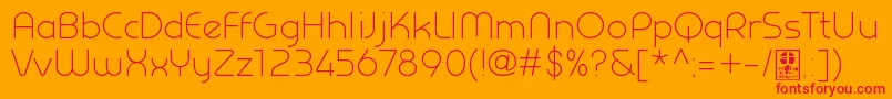 Czcionka PrestijLightDemo – czerwone czcionki na pomarańczowym tle