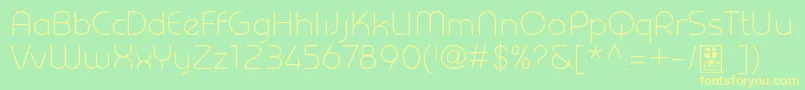 PrestijLightDemo-fontti – keltaiset fontit vihreällä taustalla