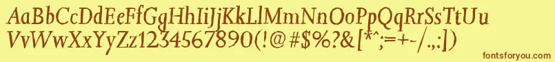 Fonte JessicaantiqueItalic – fontes marrons em um fundo amarelo