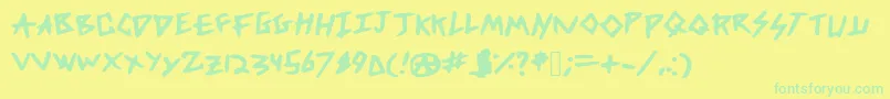 fuente DicksFromMars – Fuentes Verdes Sobre Fondo Amarillo