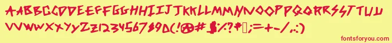 DicksFromMars Font – Red Fonts on Yellow Background