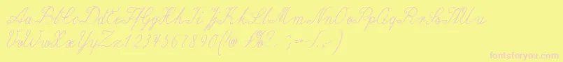 Wiegellateinmedium Font – Pink Fonts on Yellow Background