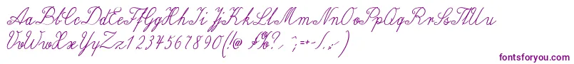 Wiegellateinmedium-Schriftart – Violette Schriften auf weißem Hintergrund