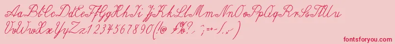 Wiegellateinmedium-Schriftart – Rote Schriften auf rosa Hintergrund