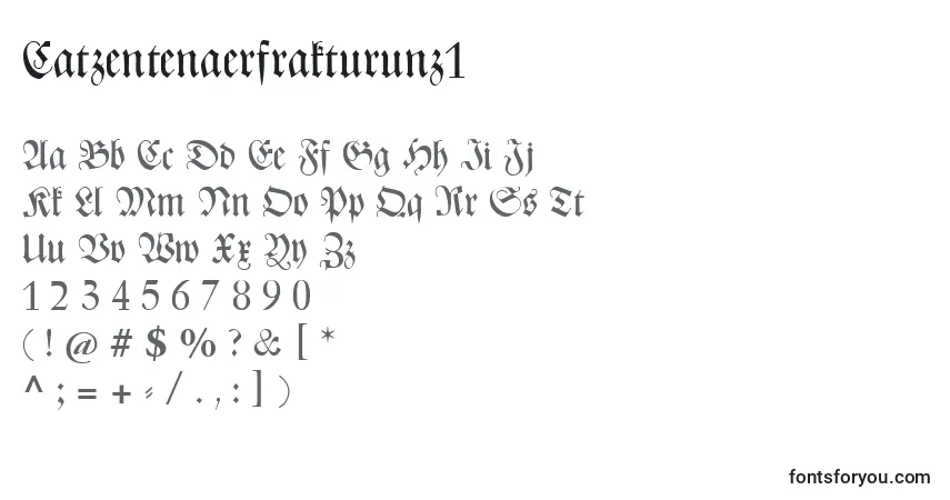 A fonte Catzentenaerfrakturunz1 – alfabeto, números, caracteres especiais