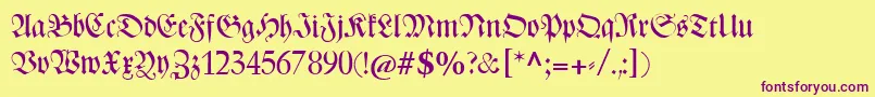Catzentenaerfrakturunz1 Font – Purple Fonts on Yellow Background
