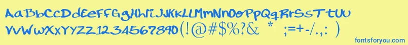 RondrsScript Font – Blue Fonts on Yellow Background