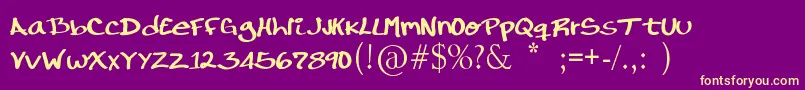 RondrsScript-Schriftart – Gelbe Schriften auf violettem Hintergrund