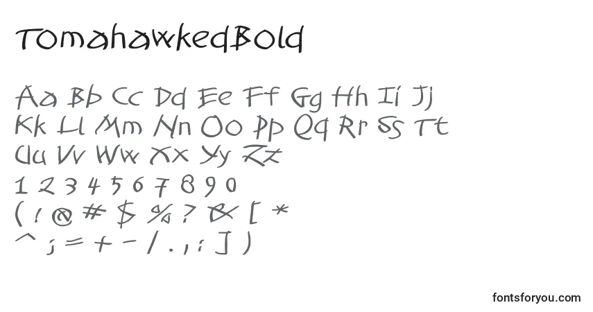 A fonte TomahawkedBold – alfabeto, números, caracteres especiais