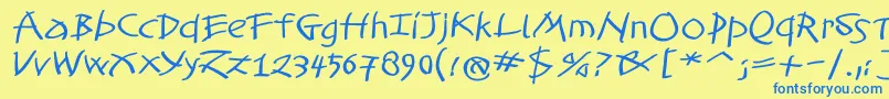 TomahawkedBold Font – Blue Fonts on Yellow Background