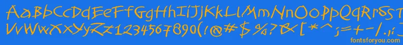 TomahawkedBold Font – Orange Fonts on Blue Background