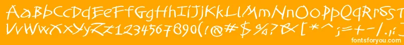 TomahawkedBold-Schriftart – Weiße Schriften auf orangefarbenem Hintergrund