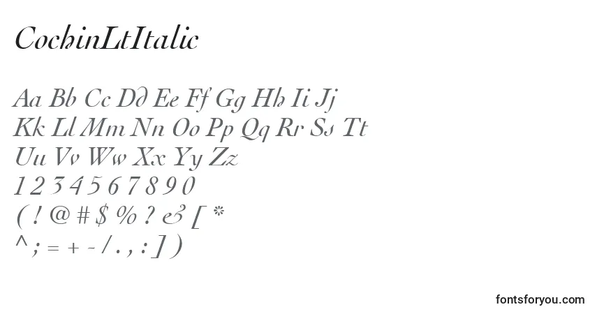 Schriftart CochinLtItalic – Alphabet, Zahlen, spezielle Symbole