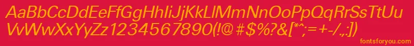 フォントUltimateSerialRegularitalicDb – 赤い背景にオレンジの文字