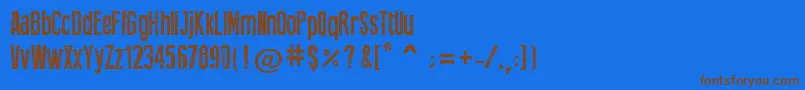 フォントPressStyle – 茶色の文字が青い背景にあります。