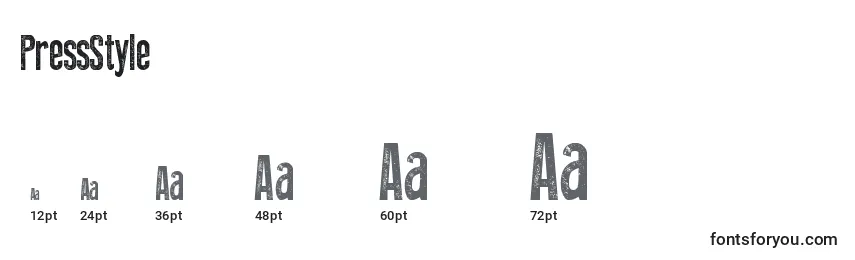 Размеры шрифта PressStyle (90229)
